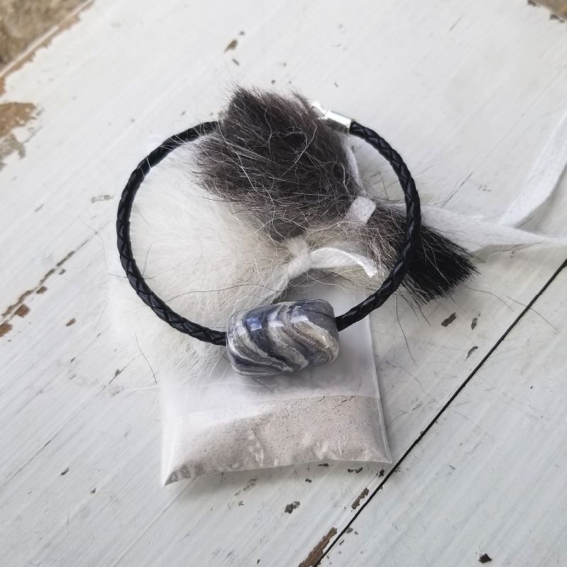 Leather &amp; Barrel Bead Bracelet - Memorial