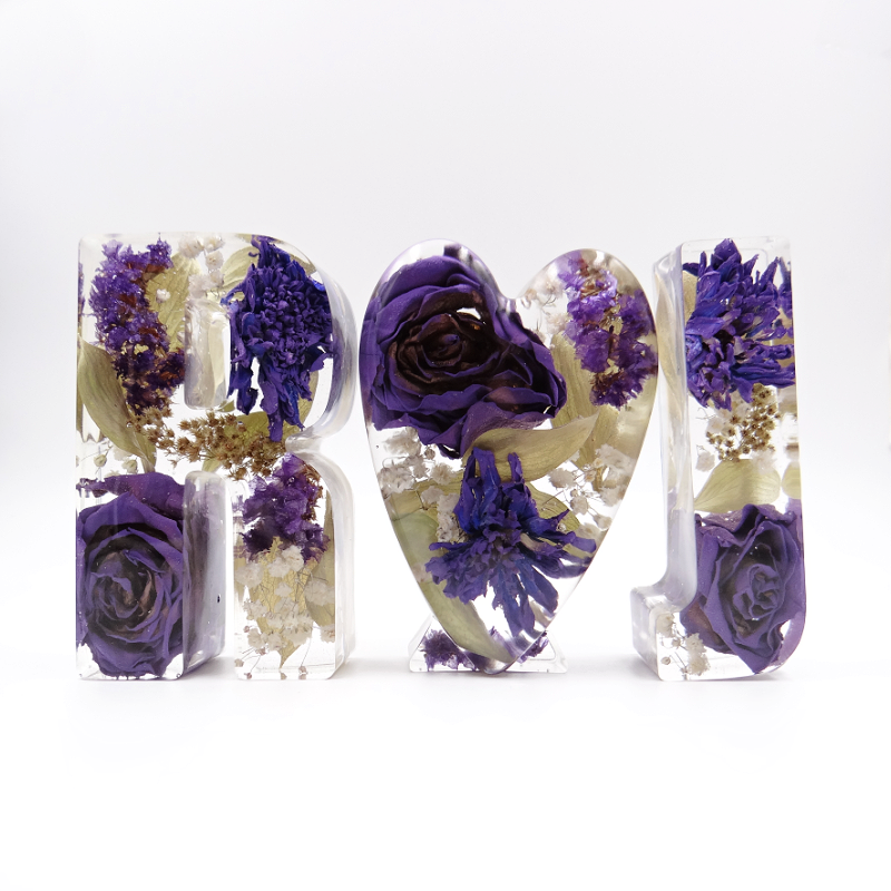 Personalized Resin Letter Keepsake – Small Flower Petal Initial ...