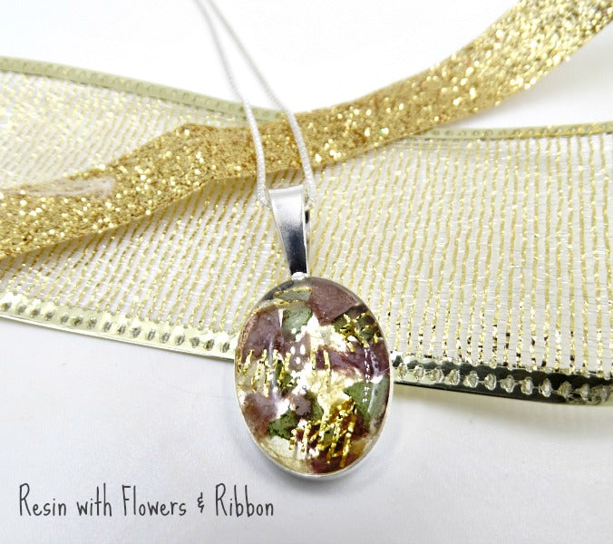 Resin Classic Oval Sterling Silver Pendant - Memorial