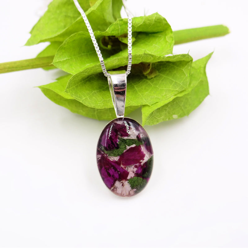 Resin Classic Oval Sterling Silver Pendant - Memorial
