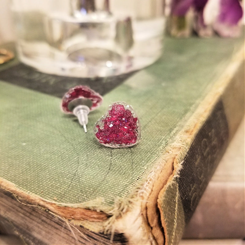 Resin Heart Earrings - Memorial