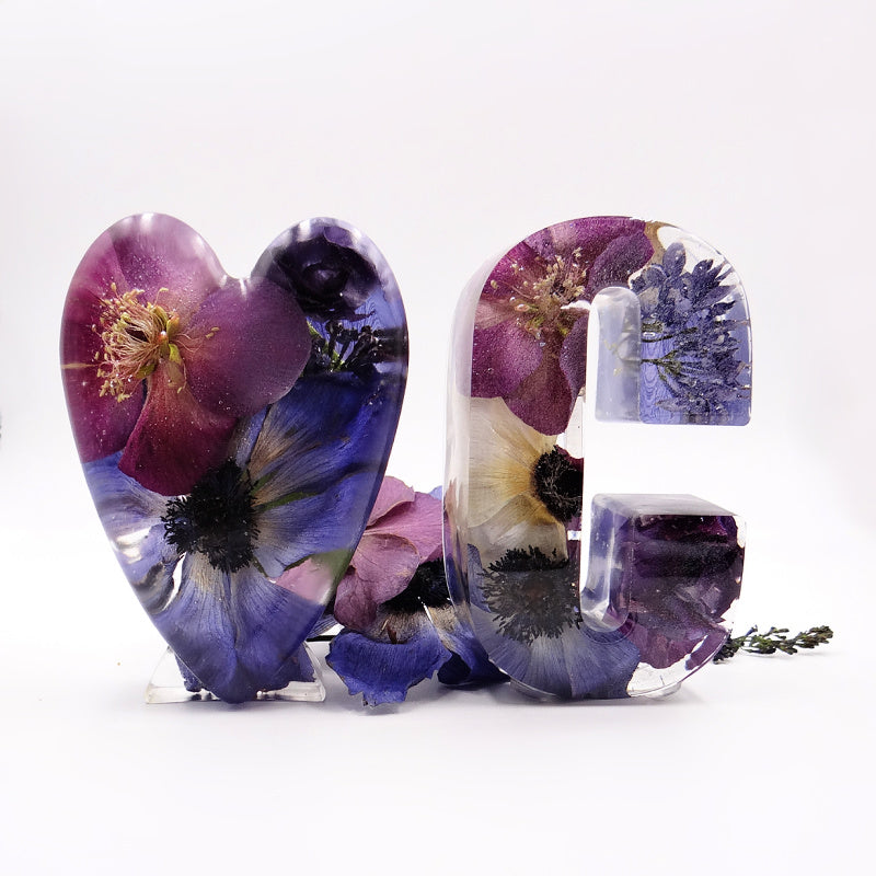 Monogram Resin Letter — Glasshouse Collection- Preserved Flower and Resin  Art