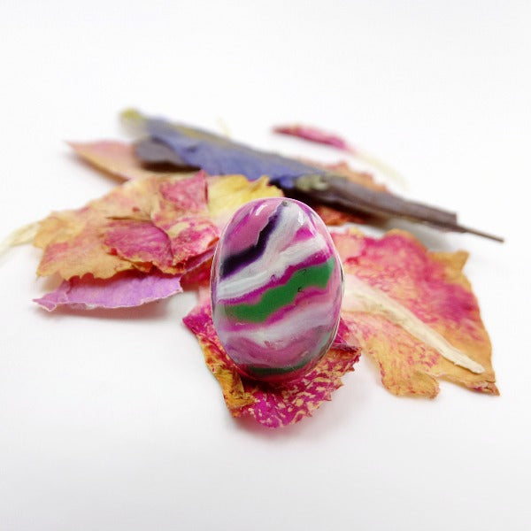 Oval Tie Tack handmade with dried flower petals